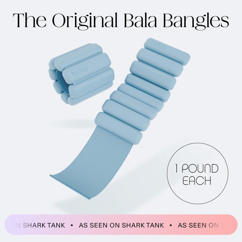 Bala Bangles Wrist & Ankle Weights for Women & Men - 1 lb Adjustable Weighted Bands - Soft Silicone Arm & Leg Weights for Pilates, Yoga, Walking, Barre, Home Workout & Strength Training Exercise - Image 2