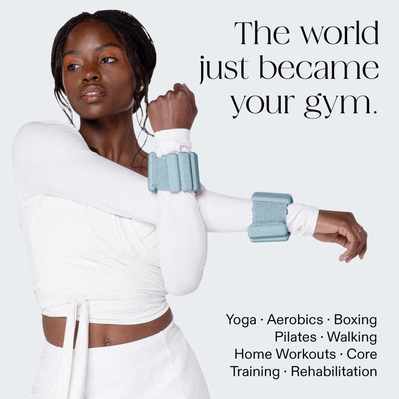 Bala Bangles Wrist & Ankle Weights for Women & Men - 1 lb Adjustable Weighted Bands - Soft Silicone Arm & Leg Weights for Pilates, Yoga, Walking, Barre, Home Workout & Strength Training Exercise - Image 3