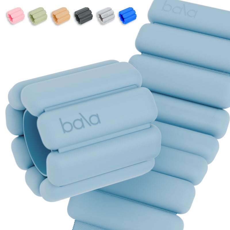 Bala Bangles Wrist & Ankle Weights for Women & Men - 1 lb Adjustable Weighted Bands - Soft Silicone Arm & Leg Weights for Pilates, Yoga, Walking, Barre, Home Workout & Strength Training Exercise - Image 1