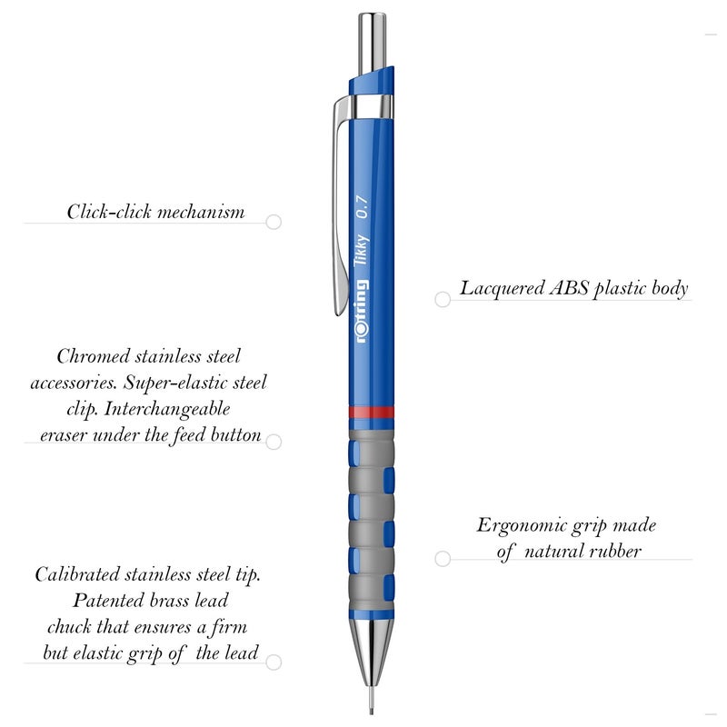 Rotring Tikky Mechanical Pencil HB 0.70mm - Blue Barrel - Image 2