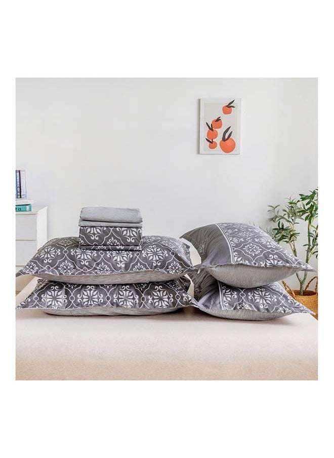 RISHAHOME 6-Piece Double Size Duvet Cover Set Microfiber Schooner 1 Duvet Cover 200x230 cm, 1 Flat Sheet 220x280 cm, 4 Pillow Cover 48x74 cm Multicolour  - Image 2