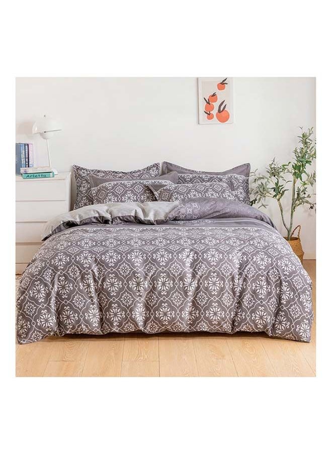 RISHAHOME 6-Piece Double Size Duvet Cover Set Microfiber Schooner 1 Duvet Cover 200x230 cm, 1 Flat Sheet 220x280 cm, 4 Pillow Cover 48x74 cm Multicolour  - Image 1