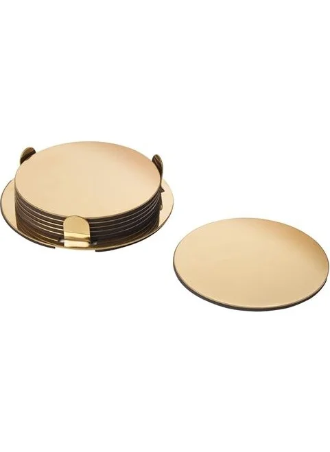 أيكيا Coasters Set of 6 Gold Color 8.5 cm Brass Color Coasters Presentation