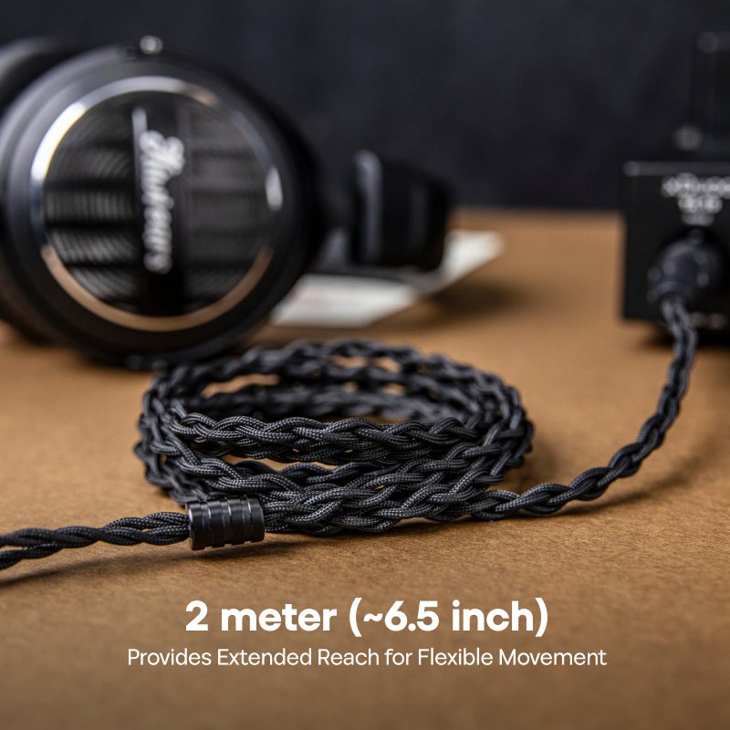 Linsoul Tripowin Nova Monitor Headphone Cable, Over-Ear Headphone Wire, 4-Strand Silver Foil/OCC Hybrid Upgrade Cable, 2M, Dual 3.5mm to 4.4mm/3.5mm/XLR Plug, for Musicians Audiophiles (4.4mm, Black) - Image 4