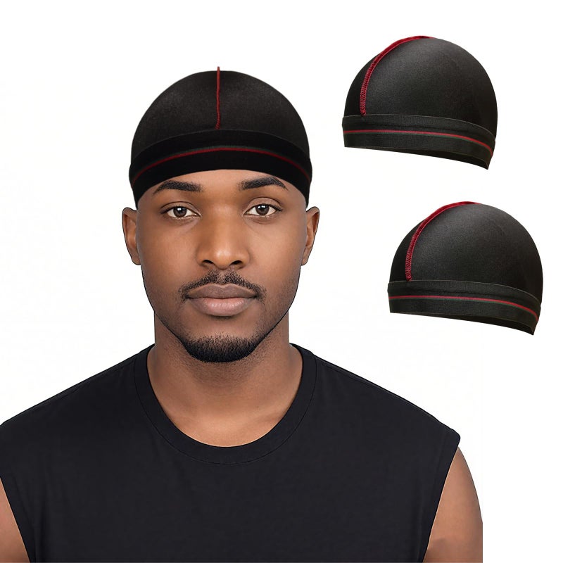 ForceWave غطاء ForceWave للأمواج 360، غطاء ضغط قابل للتنفس للرجال، واقي شعر مرن للنوم والاستخدام اليومي (عبوة 2) - Image 1