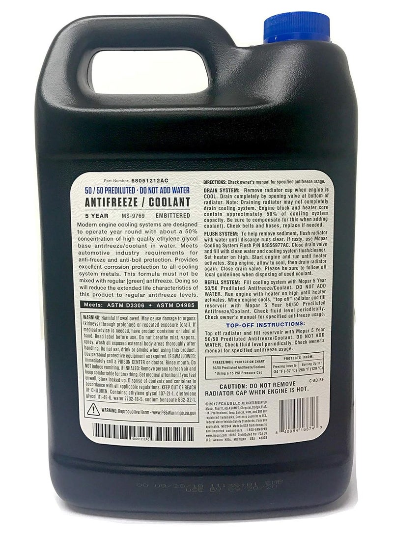 Mopar - Antifreeze - 5 years Coolant for Jeep, Dodge, Ram, Chrysler [50/50 Prediluted, Ready to Use] (3.78L) - 1Gal - Image 3