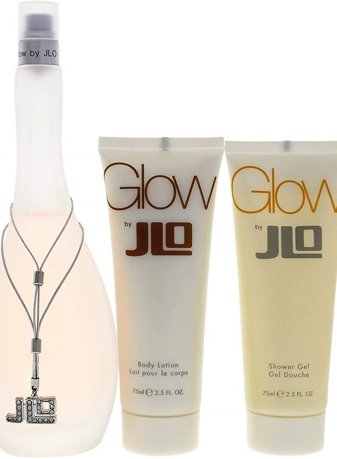 jennifer lopez مجموعة هدايا جلاو 3 قطع (بخاخ ماء تواليت 3.4 أونصة + لوشن للجسم 2.5 أونصة + جل استحمام 2.5 أونصة) للنساء من جينيفر لوبيز، 36 أونصة سائلة