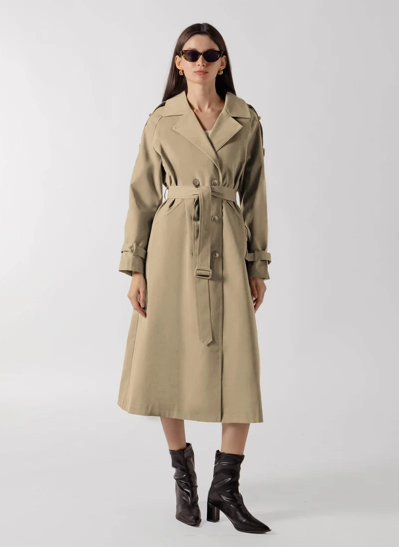DOUBLE BREASTED LONG TRENCH  COAT