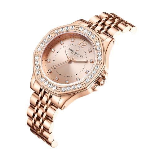 Daniel Hechter Paris Vendome Collection Analog Watch for Women with Crystal Studded Bezel, Crystal Accents and Stainless Steel Strap - Image 5