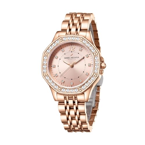 Daniel Hechter Paris Vendome Collection Analog Watch for Women with Crystal Studded Bezel, Crystal Accents and Stainless Steel Strap - Image 1