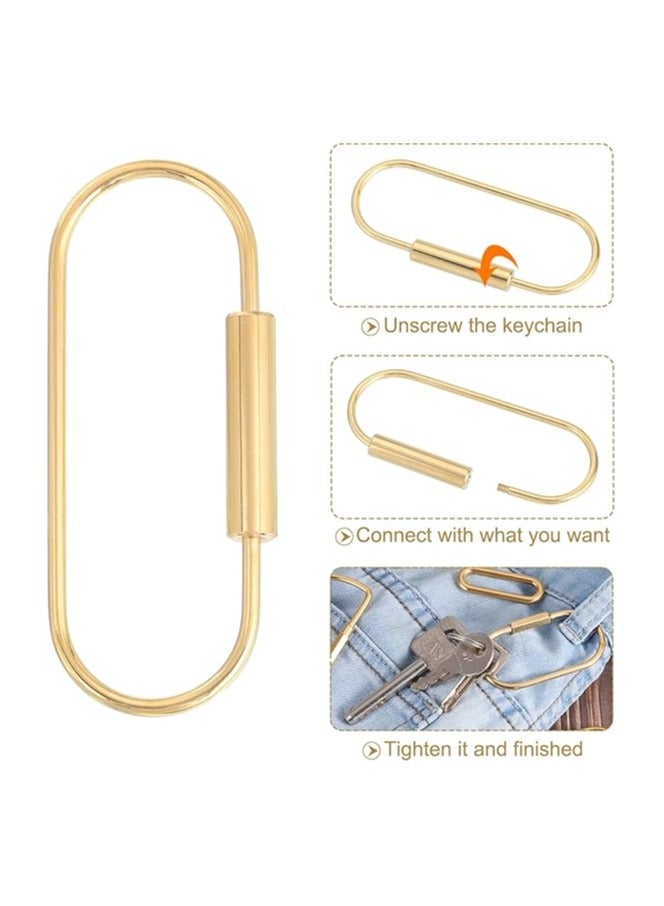 sourcing map Brass Screw Lock Keychain, Car Key Organizer, Universal Key Fob Holder Screw Lock Keychain-Simple Style for Men and Women, Gold  - Image 4