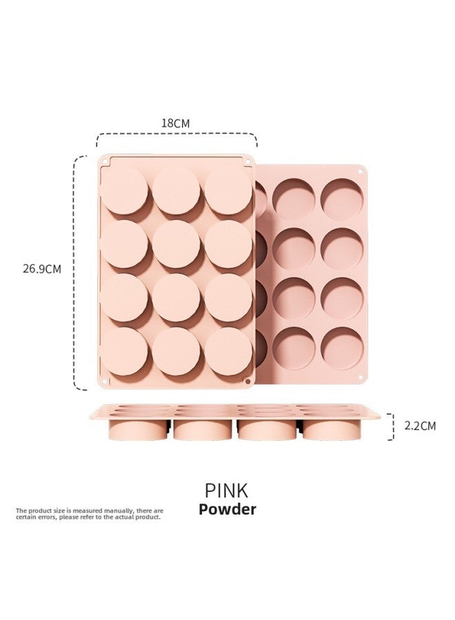 12-piece Cylindrical Silicone Cake Mold Round Chocolate Mold Crispy Oreo Biscuit Mold Handmade Soap Mold-Color:Morandi Powder - Image 1