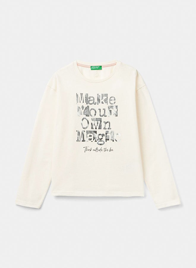 Benetton T-shirt in warm organic cotton  - Image 1
