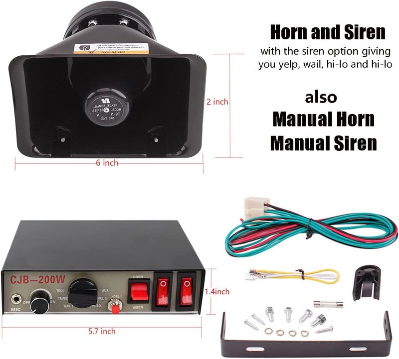 banhao Police Warning Emergency Siren PA System with Speaker and Microphone (12V, Siren Horn B02) - Image 3