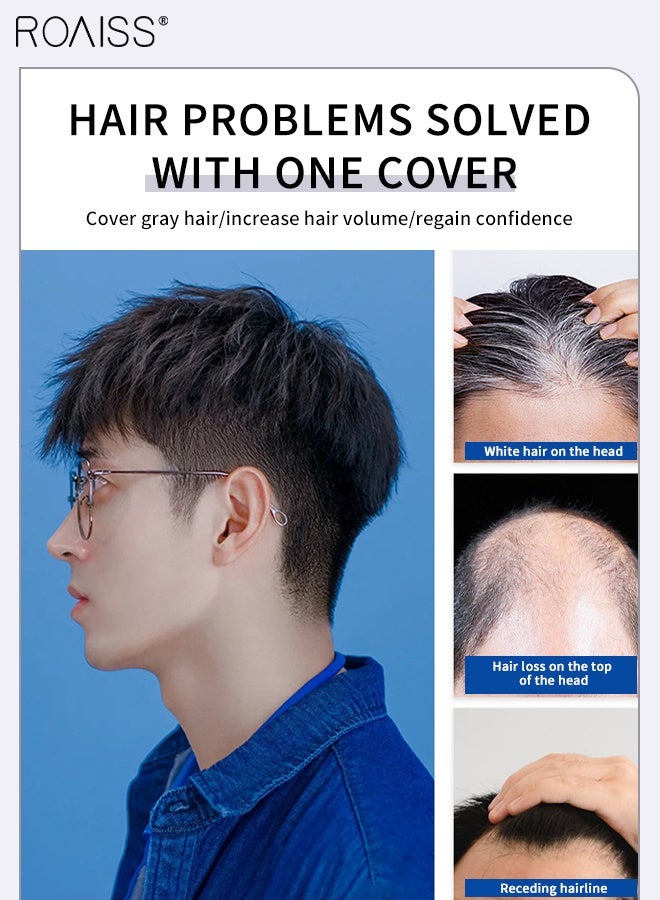 رويس باروكة شعر مستعار متعددة الطبقات للرجال، باروكة شعر غير مرئية من الأعلى، قطع شعر أسود طبيعي، باروكة شعر بشري حقيقي للرجال لتغطية الشعر الأبيض أو المتساقط، للارتداء اليومي - Image 4
