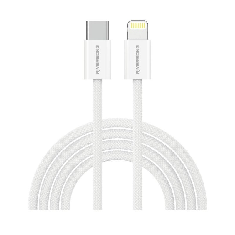 27W Type-C to Lightning Charging Cable (1 Meter), PVC+High Density Braided Wire, Charge & Sync, 3A Fast Charging, Wide Compatibility, Lotus 10, Light Gray