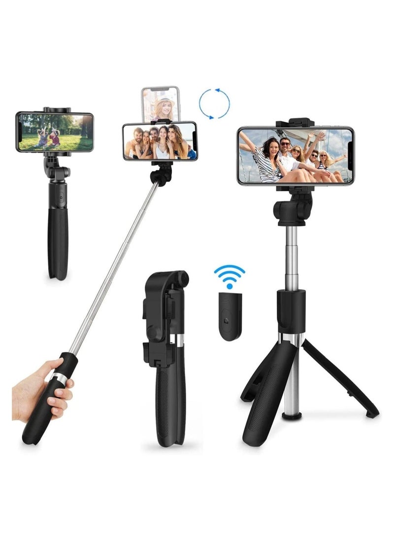 Selfie Stick Tripod with Remote All in One Portable Cell Phone Stand Compatible with iPhone 13 12 11 pro Xs Max Xr X 8 7 6 Plus, Samsung Android Smartphone - Image 1