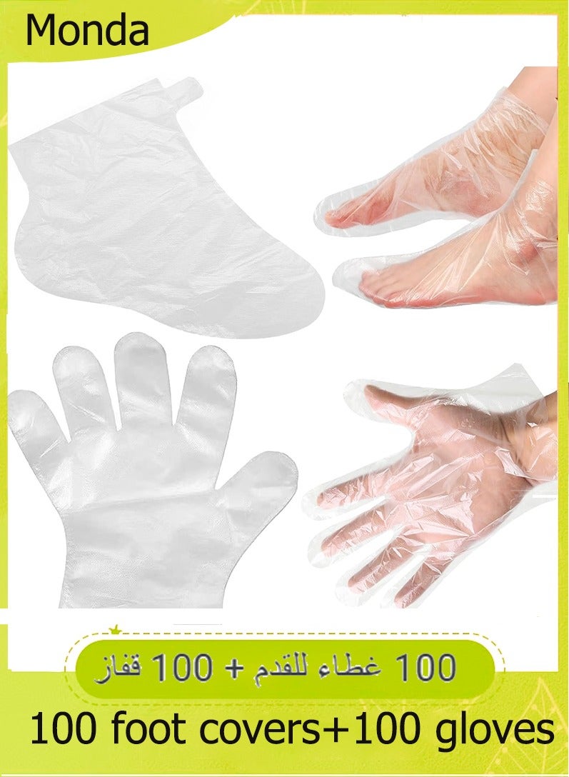 Monda 100 Piece Clear Plastic Disposable Booties with Sticker Paraffin Wax Foot Bath Liners Feet Protectors Covers Foot Spa Socks Thermal Therapy Feet Covers Bags  - Image 1