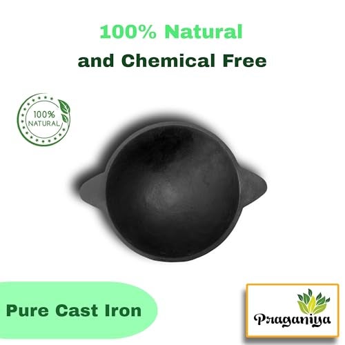 PRAGANIYA Cast Iron Appachatti/Appam Pan 100% Pure & Toxin-Free (Pre-Seasoned) (9 INCH),Black - Image 4