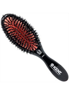 Kent CSFM Classic Shine Large Oval Cushion Straightening Brush and Hair Detangler - Natural Black Boar Bristle Hair Brush - Shine Hair Brush and Scalp Scrubber for Shoulder to Mid-Length Hair