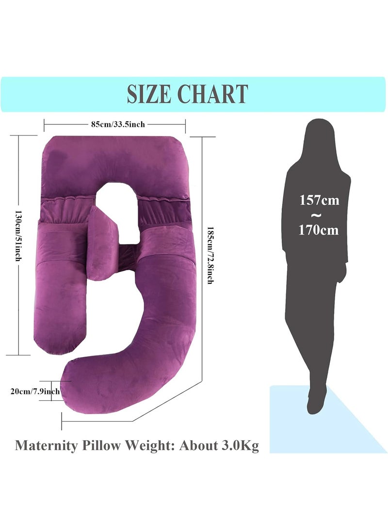 Moro Moro Pregnancy Pillow, 60”Large Maternity Pillow for Pregnant Women Adults with Extra Waist Pillow for Full Body Support, Detachable As H, J, C&U Shaped Body Pillow, Remove Washable Velvet Cover - Image 2