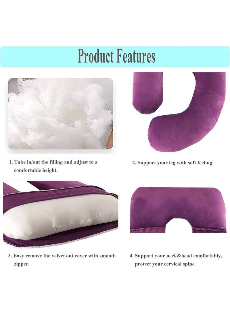 Moro Moro Pregnancy Pillow, 60”Large Maternity Pillow for Pregnant Women Adults with Extra Waist Pillow for Full Body Support, Detachable As H, J, C&U Shaped Body Pillow, Remove Washable Velvet Cover - Image 5