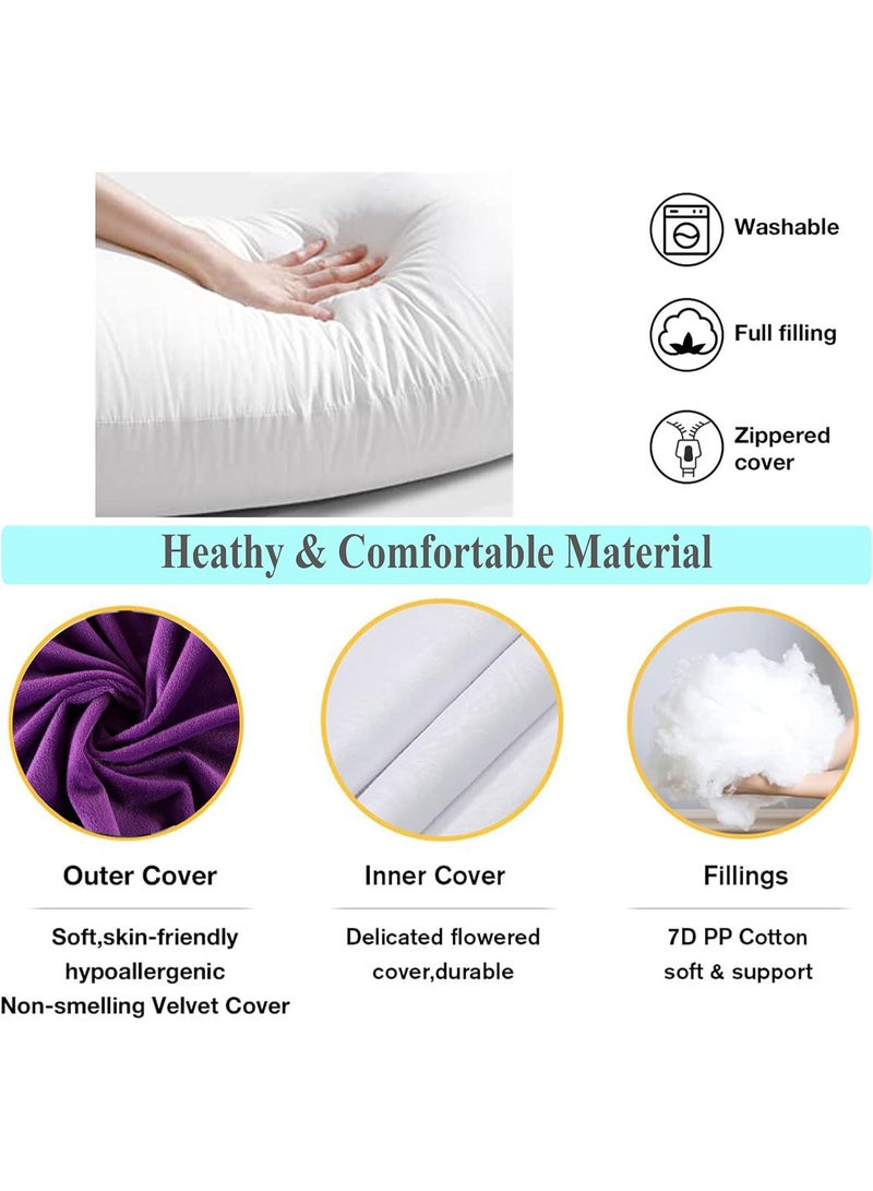 Moro Moro Pregnancy Pillow, 60”Large Maternity Pillow for Pregnant Women Adults with Extra Waist Pillow for Full Body Support, Detachable As H, J, C&U Shaped Body Pillow, Remove Washable Velvet Cover - Image 3