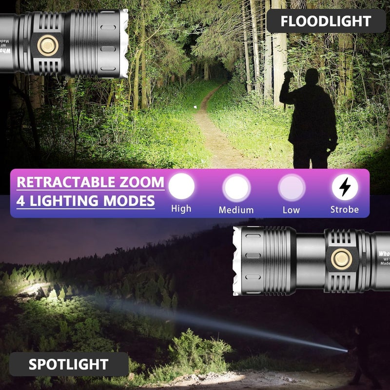 Suicune LED Flashlight Rechargeable 200000 High Lumens Waterproof Hiking Torch Light Outdoor Flashlight Strong Light Searchlight Portable Flashlights Focusing - Image 5