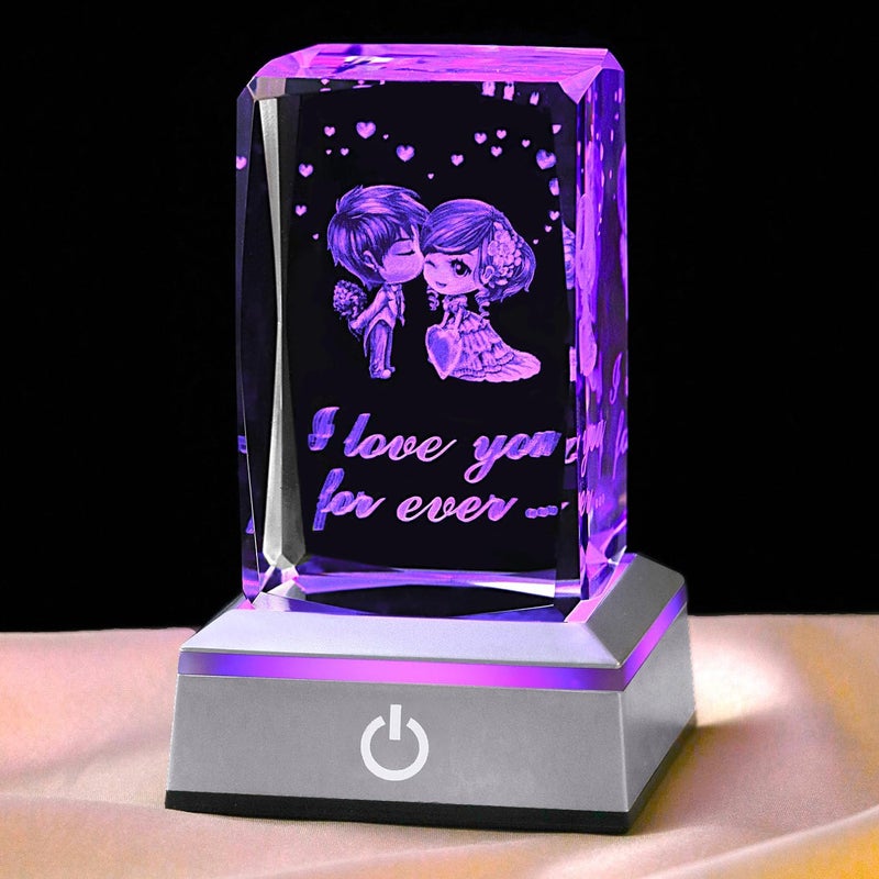 hochance 3D Crystal Sweetheart,Christmas Gifts for Wife Girlfriend Mother Her,Sweet Valentine's Day Anniversary Birthday Mother's Day Xmas Vday Presents,LED Multicolor Display Night Lights - Image 1