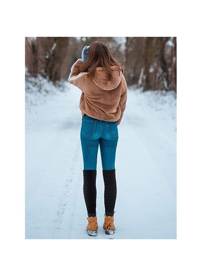 كيلا دفايات ساق للنساء، زوجان من دفايات الساق المحبوكة الشتوية للسيدات، دفايات ساق للباليه، جوارب طويلة دافئة للأحذية الطويلة، دفايات ساق للركاب للسيدات والفتيات، دفايات ساق محبوكة بالكابل - Image 4