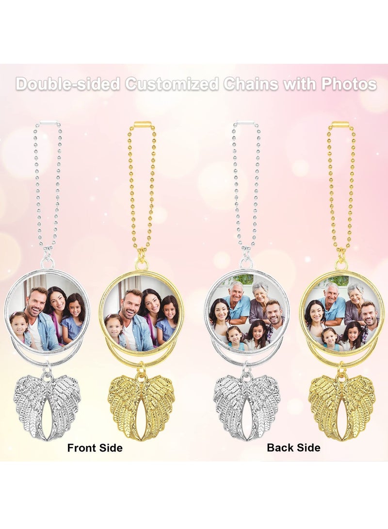 Sublimation Blanks Keychains, 3pcs Keychains Tag Bulk with 7 Inch Heat Transfer Aluminum Sheet, Wings Tassels Round Rings for Photo DIY Art Craft Key Chains - Image 5