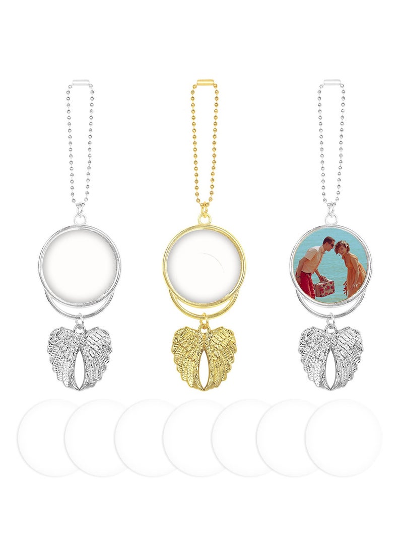 Sublimation Blanks Keychains, 3pcs Keychains Tag Bulk with 7 Inch Heat Transfer Aluminum Sheet, Wings Tassels Round Rings for Photo DIY Art Craft Key Chains - Image 1
