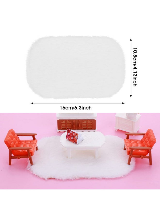 COBEE - 2Pcs Miniature Carpets 1:12 Dollhouse Wool Rug Dolls House White Furry Rugs Mini Furniture Dollhouse Accessories Play Set - Image 1