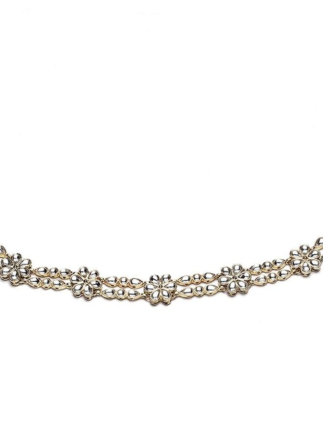 كارات كارت سوار خصر نسائي مطلي بالذهب ومزين بالزهور والكوندان مصنوع يدويًا من كاراتكارت - Image 5