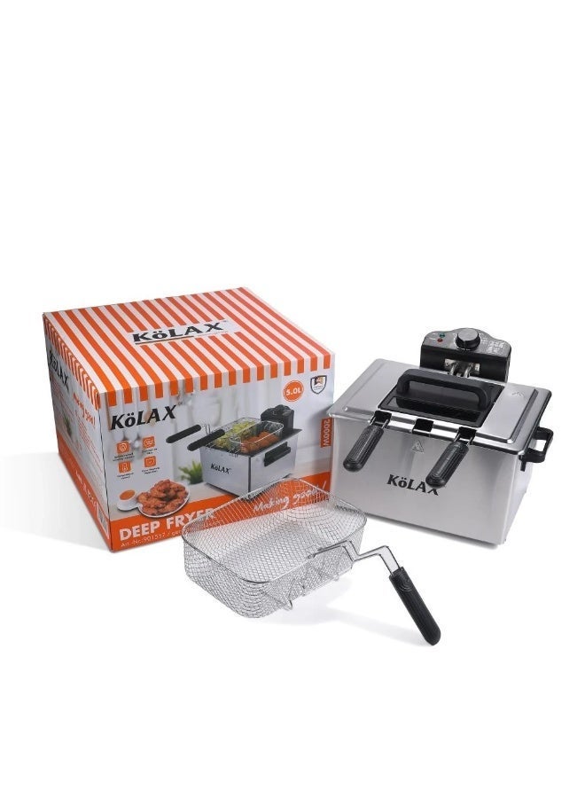 Kolax 5L Professional Electric Deep Fryer - Stainless Steel Family Size Fryer with Adjustable Temperature & Viewing Window - 2000W Fast Heating & Cool-Touch Handle - Image 1