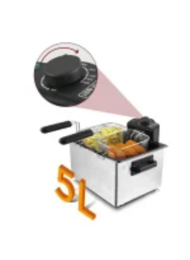 Kolax 5L Professional Electric Deep Fryer - Stainless Steel Family Size Fryer with Adjustable Temperature & Viewing Window - 2000W Fast Heating & Cool-Touch Handle - Image 4