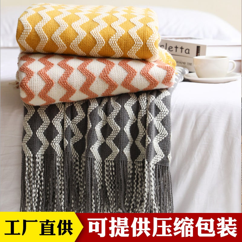 Knitted Blanket Sofa Blanket Blanket Bed End Towel Blanket Summer Office Air Conditioning Blanket Nap Blanket Small Blanket - Image 2