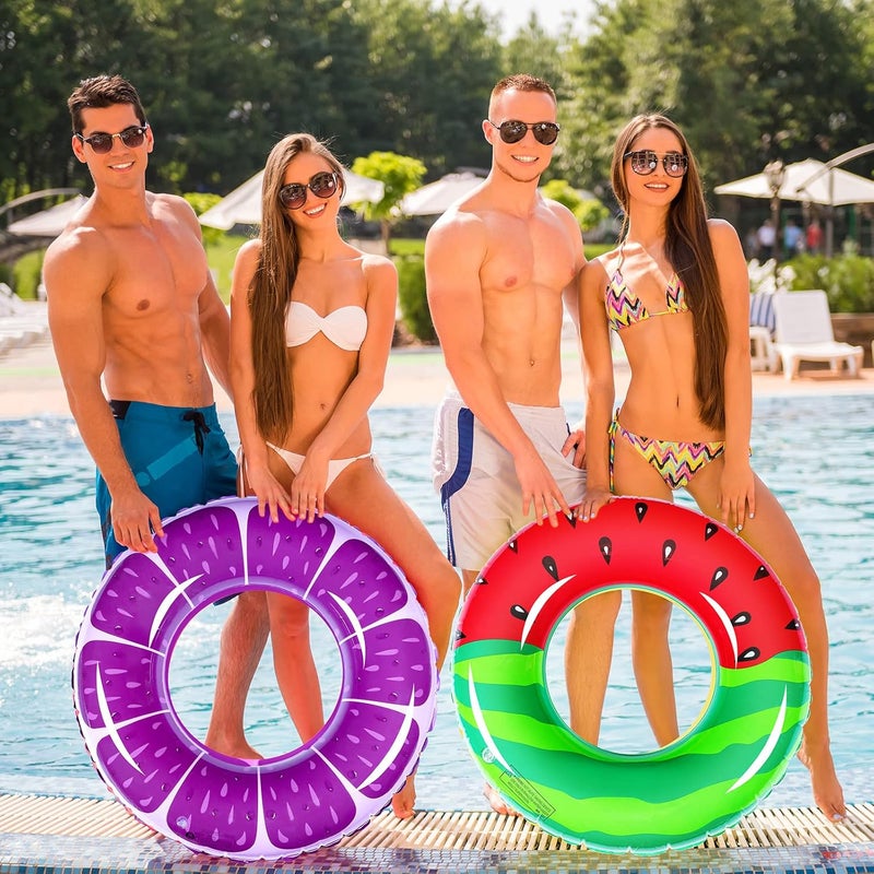 Woanger 6 Pcs Fruit Inflatable Pool Floats Swimming Rings Watermelon Orange Grape Lemon Kiwi Pool Toys Swim Tubes Rings Inflatable Tubes Bulk for Adults Beach Outdoor Party Supplies Water Fun Toys - Image 5