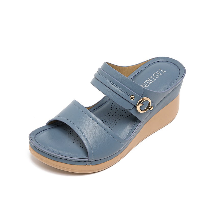 5055-6 New Model 2026 and Style Women''s Sandals Stitching Mom Shoes Large Size Sandals Wedge Sandals - Image 3