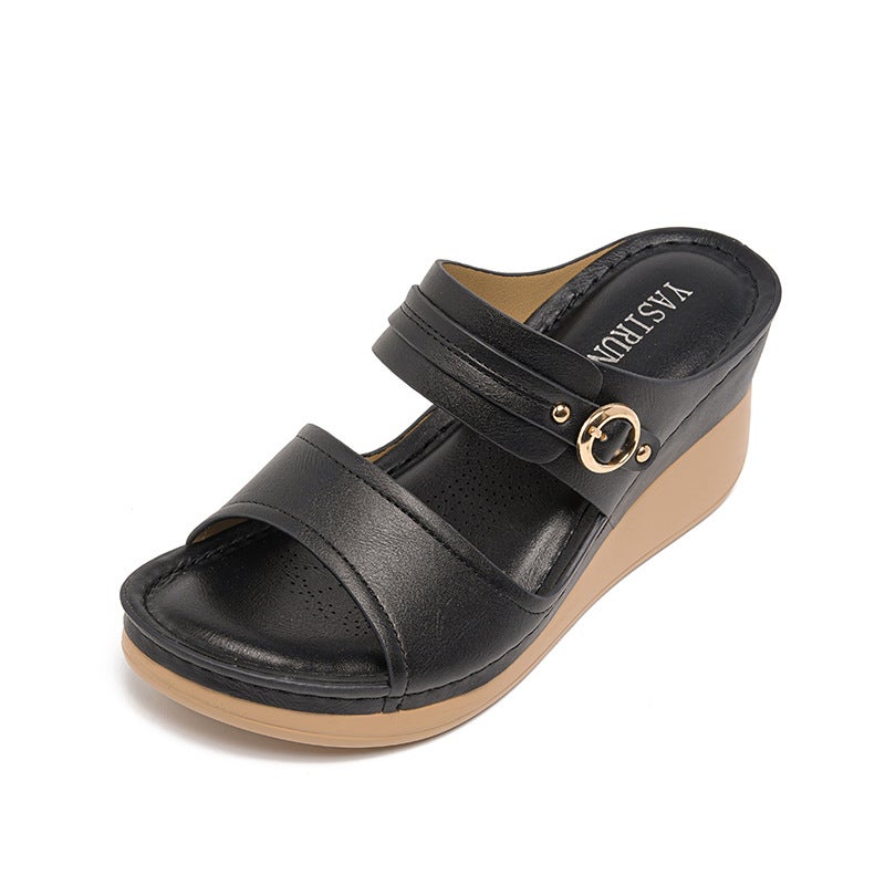 5055-6 New Model 2026 and Style Women''s Sandals Stitching Mom Shoes Large Size Sandals Wedge Sandals - Image 2