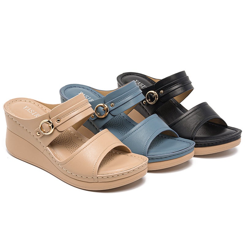5055-6 New Model 2026 and Style Women''s Sandals Stitching Mom Shoes Large Size Sandals Wedge Sandals - Image 5