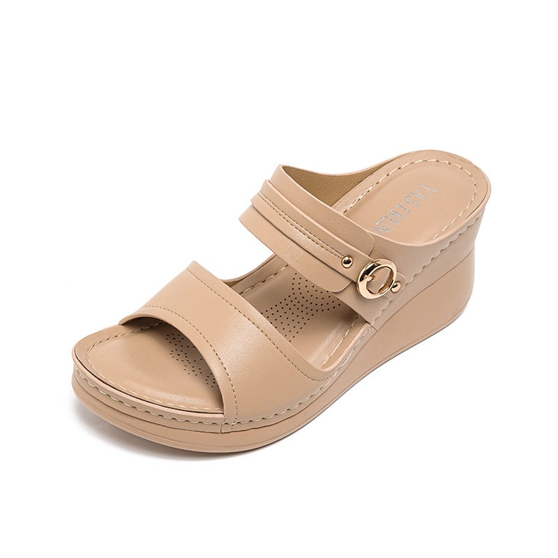 5055-6 New Model 2026 and Style Women''s Sandals Stitching Mom Shoes Large Size Sandals Wedge Sandals - Image 4