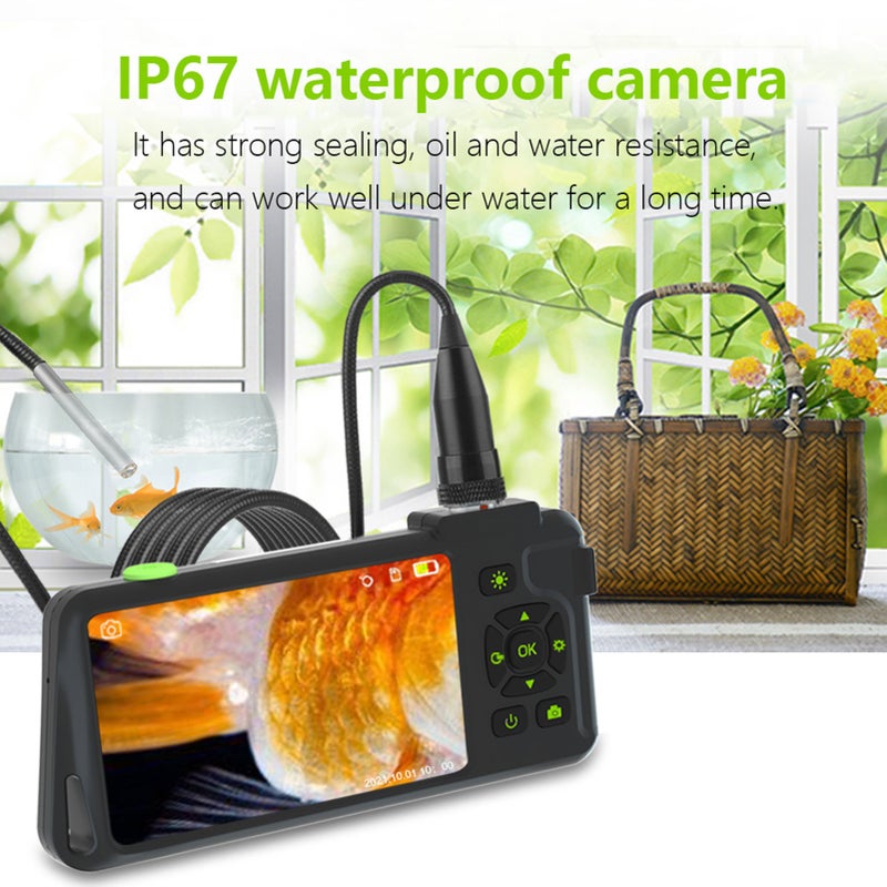 Industrial Endoscope with 4.5-inch IPS Color Display 1080P Photos Videos Snake Camera with 6 LED Lights Borescope IP67 Waterproof 2 Million Pixels Inspection Camera with TF Card Slot for Maintenance - Image 2