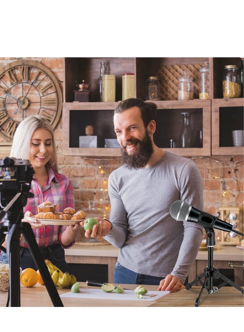 حامل ميكروفون قابل للتعديل والطي مع حامل مشبك الميكروفون - متوافق مع Shure SM58 وSamson Q2U وBlue Yeti - حامل ثلاثي القوائم محمول للميكروفونات الديناميكية - Image 5