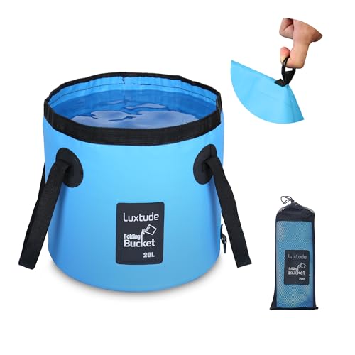 Luxtude Collapsible Bucket with Handle, Portable 5 Gallon Bucket for Camping, Fishing, Beach, Gardening, RV & Outdoor Emergency, Heavy-Duty & Ultra Lightweight Water Storage Container - Image 1