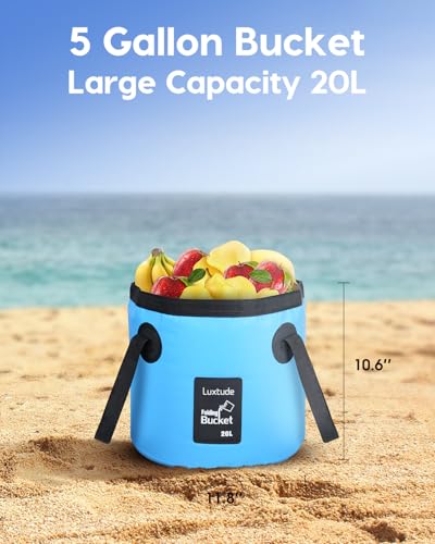 Luxtude Collapsible Bucket with Handle, Portable 5 Gallon Bucket for Camping, Fishing, Beach, Gardening, RV & Outdoor Emergency, Heavy-Duty & Ultra Lightweight Water Storage Container - Image 4