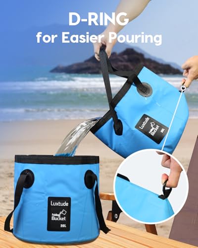 Luxtude Collapsible Bucket with Handle, Portable 5 Gallon Bucket for Camping, Fishing, Beach, Gardening, RV & Outdoor Emergency, Heavy-Duty & Ultra Lightweight Water Storage Container - Image 3