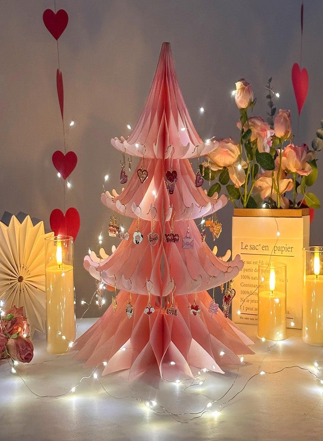 UNIIDECO Valentines Day Decorations, 15.75in Paper Valentines Tree with 50pcs Valentine Ornaments Valentine Table Decorations Centerpiece for Home Wedding Anniversary (Light Pink) - Image 4
