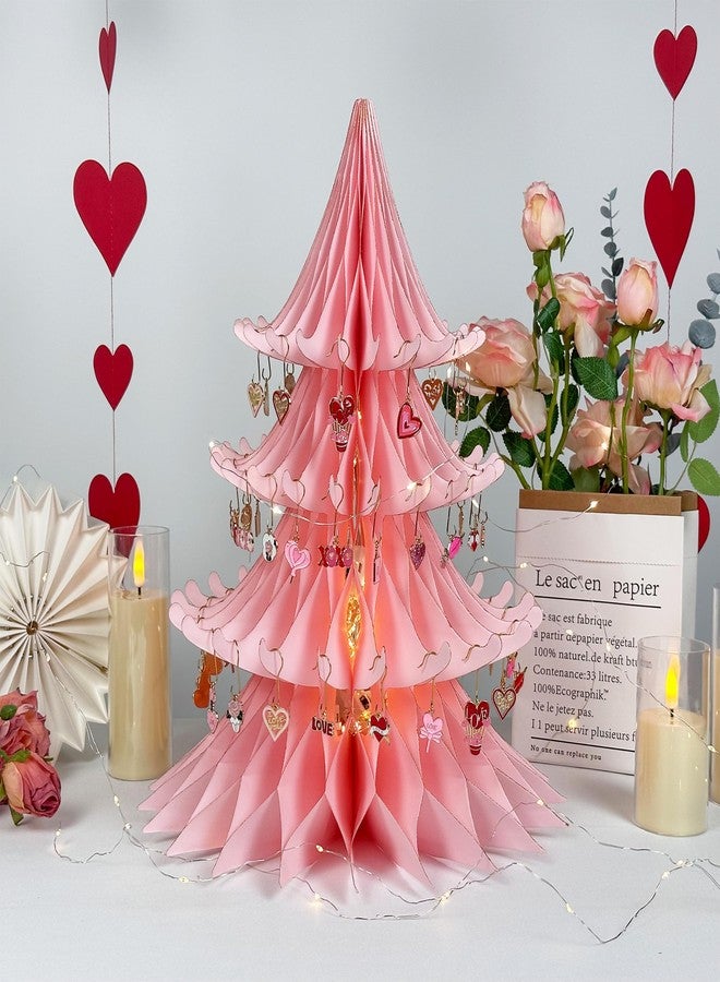 UNIIDECO Valentines Day Decorations, 15.75in Paper Valentines Tree with 50pcs Valentine Ornaments Valentine Table Decorations Centerpiece for Home Wedding Anniversary (Light Pink) - Image 5