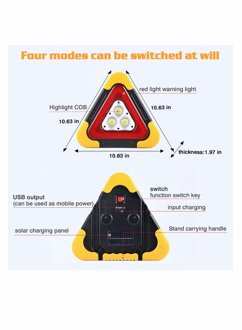 Safety triangle multi-function emergency light LED solar rechargeable vehicle warning road reflective truck applicable to fault - Image 4